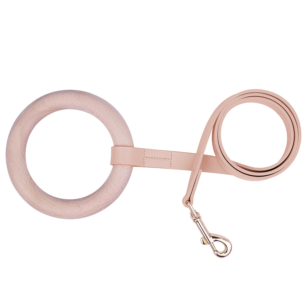 Microfiber Leather Dog Leash with WoodHandle [X901]Fashionable Design