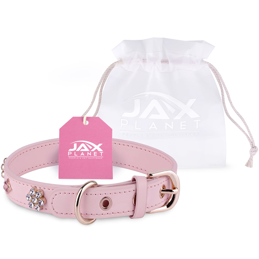 PU Leather Collar with Diamond Crystal -[X802]Cute Rhinestone & Flower